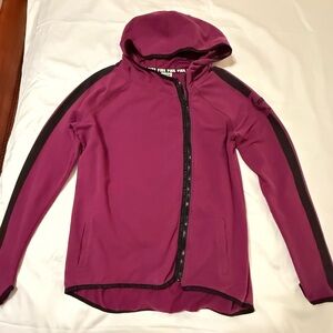 VICTORIA'S SECRET PINK GRAFIC FLEECE HOODIE HIGH / LO FULL ZIP BURGUNDY
